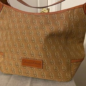 Vintage Dooney and Bourke Tan Fall Tone Monogram Large Tote Bag